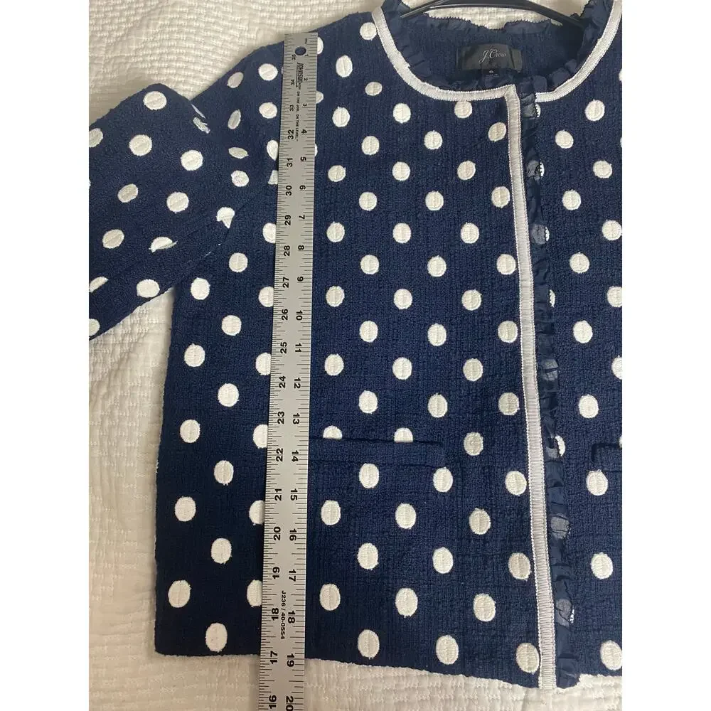 NWT J. CREW BLAZER JACKET POLKA DOT NAVY BLUE OFFICE WORK CAREER FEMININE
